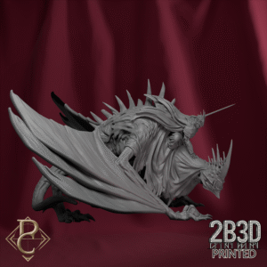 Render of The Shadowed King astride Vel-Narash without base, shadow-forged conqueror of realms. Designed by Parasite Collectibles and printed by 2B3D Printed.