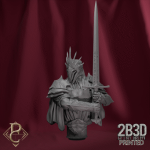 Render of The Shadowed King Bust with arms, no base, spectral king forged from deathless night. Designed by Parasite Collectibles and 2B3D Printed.