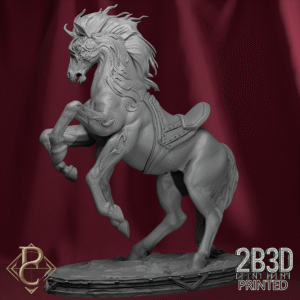 Render of Valdyr’s black Sleipnir mount with base, forged from smoke and stormlight. Designed by Parasite Collectibles and printed by 2B3D Printed.