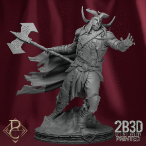 Render of Valdyr with base, storm-forged protector of Aesirheim. Designed by Parasite Collectibles and printed by 2B3D Printed.