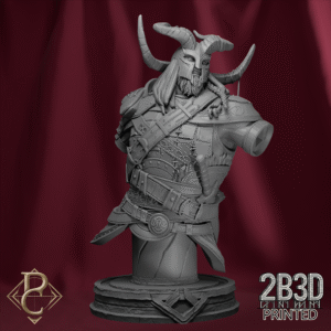 Render of Valdyr Bust with base, storm-born guardian of Aesirheim. Created by Parasite Collectibles and 2B3D Printed.