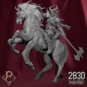 Render of Valdyr on his spectral mount without base, herald of the Stormgate. Created by Parasite Collectibles and 2B3D Printed.