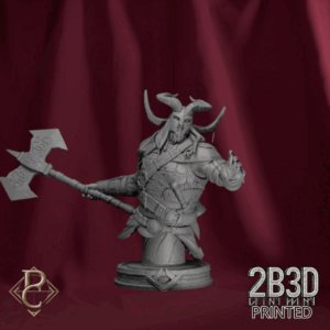 Turntable render of Valdyr Bust, divine champion of Aesirheim. Designed by Parasite Collectibles and printed by 2B3D Printed.