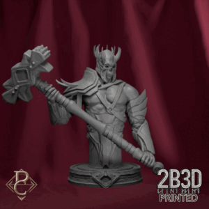 Turntable render of Warden Blackhelm Bust, the Helm of Thorns bearer and eternal warden of Ironfang. Designed by Parasite Collectibles and printed by 2B3D Printed.