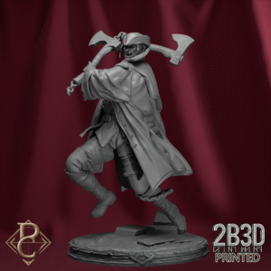 Render of Edmund de Fronsac as hunter with base, standing armed beneath forest shadows. Created by Parasite Collectibles and 2B3D Printed.