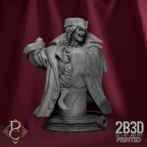 Render of Edmund de Fronsac Bust with base, cursed hunter of the forest. Created by Parasite Collectibles and 2B3D Printed.