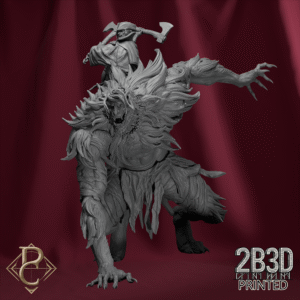 Render of Edmund de Fronsac hunter and monster forms together without base. Designed by Parasite Collectibles and 2B3D Printed.