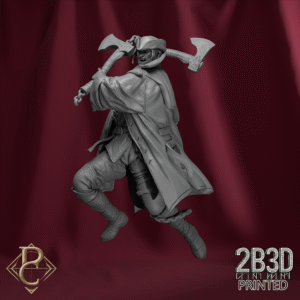 Render of Edmund de Fronsac hunter without base, lone woodsman before the curse. Designed by Parasite Collectibles and 2B3D Printed.