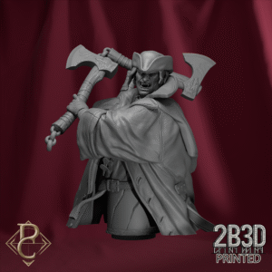 Render of Edmund de Fronsac Bust with arms and no base, depicting the cursed hunter’s partial transformation. Designed by Parasite Collectibles and 2B3D Printed.