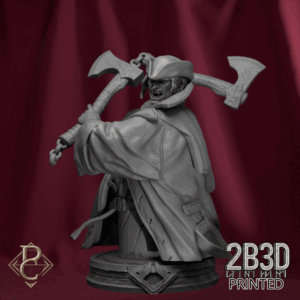 Turntable render of Edmund de Fronsac Bust, the cursed woodsman caught between man and beast. Designed by Parasite Collectibles and printed by 2B3D Printed.