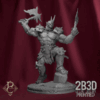 Turntable render of Gorgrash the Ripper, the twin-axe orc warlord of the western plains. Designed by Parasite Collectibles and printed by 2B3D Printed.