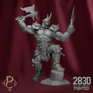 Render of Gorgrash the Ripper without base, the savage orc champion of the west. Designed by Parasite Collectibles and 2B3D Printed.