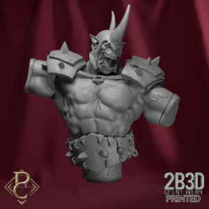 Render of Gorgrash the Ripper Bust without base, the embodiment of fury. Designed by Parasite Collectibles and 2B3D Printed.
