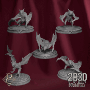 3D render of Chiroptera Swarm featuring multiple flying demonic bats from the Azghorath’s Cult Kickstarter.