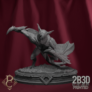 3D render of Chiroptera Swarm creature 5 on base from the Azghorath’s Cult Kickstarter.