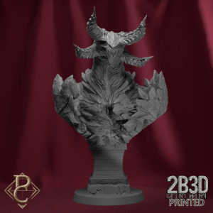 3D render of Irgren Azghorath’s Will bust on pillar base from the Azghorath’s Cult Kickstarter.
