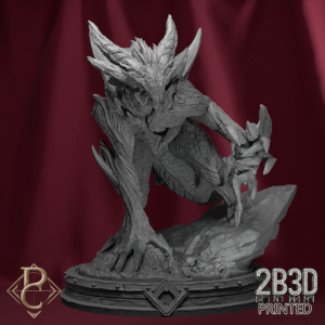 3D render of Lyzal the Devourer miniature mounted on a detailed scenic base from the Azghorath’s Cult Kickstarter.