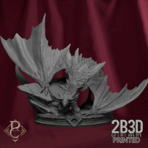 3D render of Okdrar the Winged Threat, a colossal draconic demon from the Azghorath’s Cult Kickstarter.