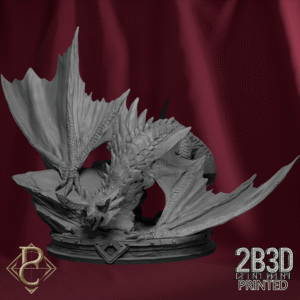 3D render of Okdrar the Winged Threat miniature on base, pose 1 variant, from the Azghorath’s Cult Kickstarter.