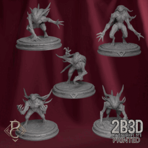3D render of the Soul Hunter Pack, featuring five demonic hunters from the Azghorath’s Cult Kickstarter.