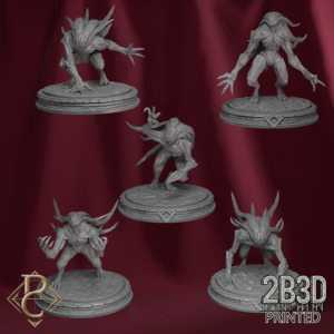 3D render of all five Soul Hunters on bases from the Azghorath’s Cult Kickstarter.