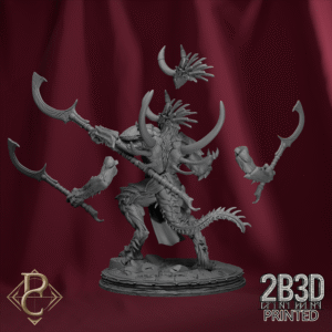 3D render of The Red Prince featuring back horns and scenic base, from the Change Campaign by Parasite Collectibles and 2B3D Printed.