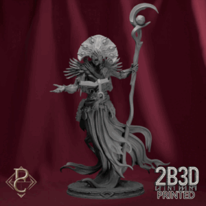 3D render of The Sorcerer, arcane master miniature from the Change Campaign by Parasite Collectibles and 2B3D Printed.