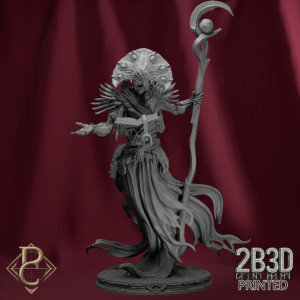 3D render of The Sorcerer on scenic base, Change Campaign miniature by Parasite Collectibles and 2B3D Printed.