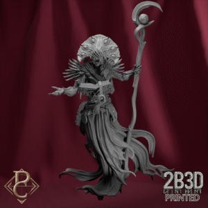 Unbased 3D render of The Sorcerer miniature from the Change Campaign.