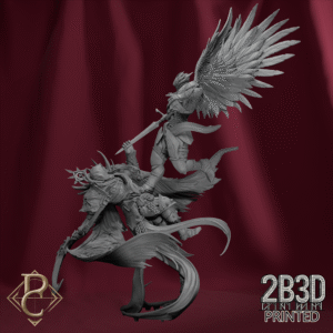 3D render of Clash of the Angels without base, printable diorama from the Divine Conflict Kickstarter.