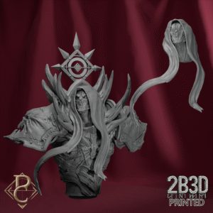 3D render of Reel the Descended bust without base from the Divine Conflict Kickstarter.