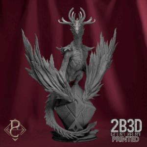 3D render of Seraphidax, Guardian of the Luminarum, celestial protector from the Divine Conflict Kickstarter by Parasite Collectibles and 2B3D Printed.