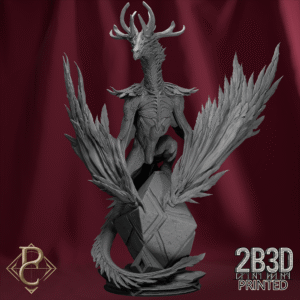 3D render of Seraphidax on scenic base, divine guardian miniature from the Divine Conflict Kickstarter.
