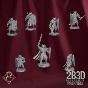 3D render of the Unascendeds full set, fallen celestial warriors from the Divine Conflict Kickstarter by Parasite Collectibles and 2B3D Printed.
