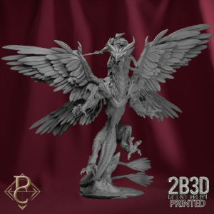 Unbased 3D render of the Feather Dragon with rider from the Dragon Souls Campaign.