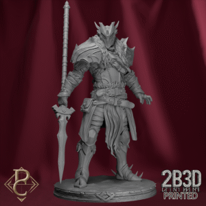 3D render of the Ice Dragon Rider Pose 2 on scenic base from Parasite Collectibles and 2B3D Printed.