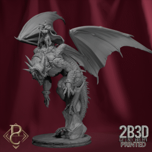 3D render of the Red Dragon with rider on scenic base from the Dragon Souls Campaign.
