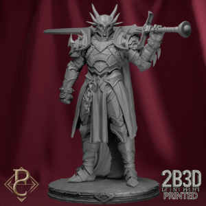 3D render of the Red Dragon Rider Pose 1 with cape on scenic base from the Dragon Souls Campaign.