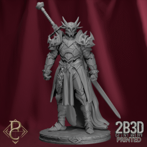 3D render of the Red Dragon Rider Pose 2 on scenic base from Parasite Collectibles and 2B3D Printed.