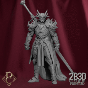 Unbased 3D render of the Red Dragon Rider Pose 2 from Parasite Collectibles and 2B3D Printed.