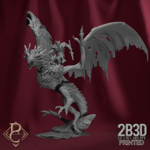 Unbased 3D render of the Ice Dragon with rider from the Dragon Souls Campaign.