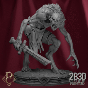 3D render of Ghoul 1 miniature on scenic base from the Flesh Campaign.