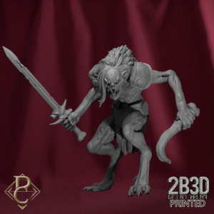 Unbased 3D render of Ghoul 2 miniature from the Flesh Campaign.