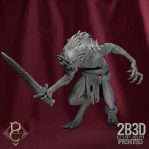 Unbased 3D render of Ghoul 3 miniature from the Flesh Campaign.
