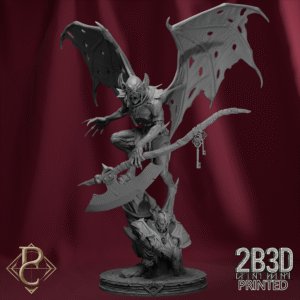 3D render of the Lord Winged Ghoul miniature on scenic base from the Flesh Campaign.
