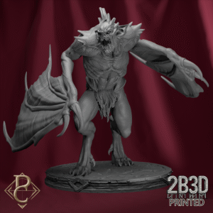 3D render of Vampiric Horror I miniature on scenic base from the Flesh Campaign.