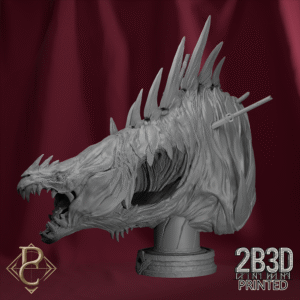 3D render of The Beast of Vaudangê Bust with scenic base from Parasite Collectibles and 2B3D Printed.
