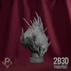 3D render of The Beast of Vaudangê Bust from Parasite Collectibles and 2B3D Printed Loyalty Rewards.