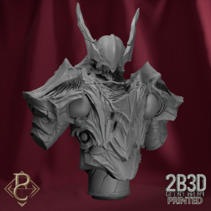 Unbased bust render of the Emissary of the Gods, from Parasite Collectibles and 2B3D Printed.