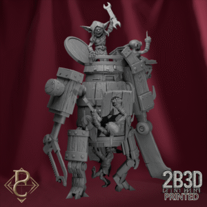 Unbased 3D render of the Wood Gear Goblin from Parasite Collectibles and 2B3D Printed.